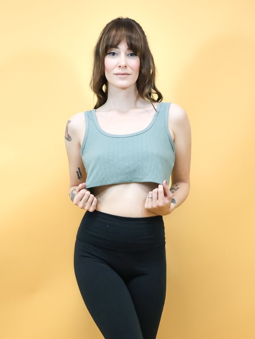 Garage Sage Green Ribbed Crop Tank